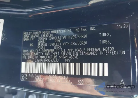 2021 Toyota Highlander Xse z USA, uszkodzony, nr VIN 5TDJZRAH6MS043330